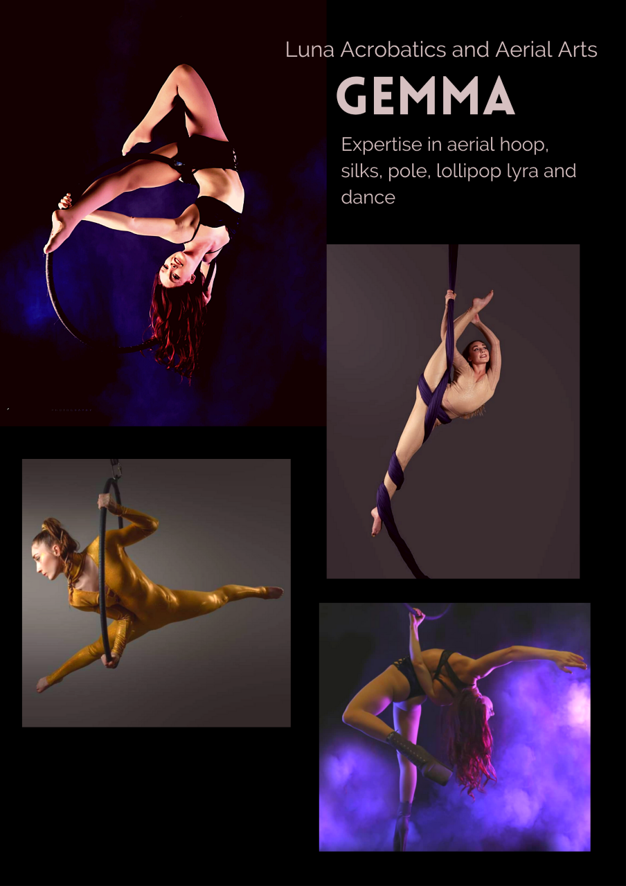 Gemma - Expertise in Aerial Hoop, Silks, Poly, Lollipop Lyra and Dance